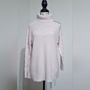 torrid Pale Pink Cable-Trim Turtleneck Sweater